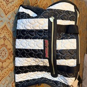 Betsey Johnson Black and White Heart Stripe Tote